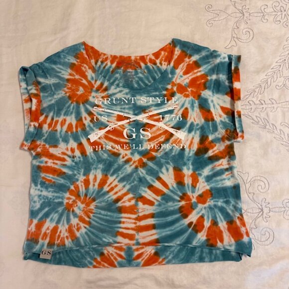 Grunt Style This We'll Defend Orange/Blue Tie Dye Women's T-Shirt | Size L - Picture 1 of 8
